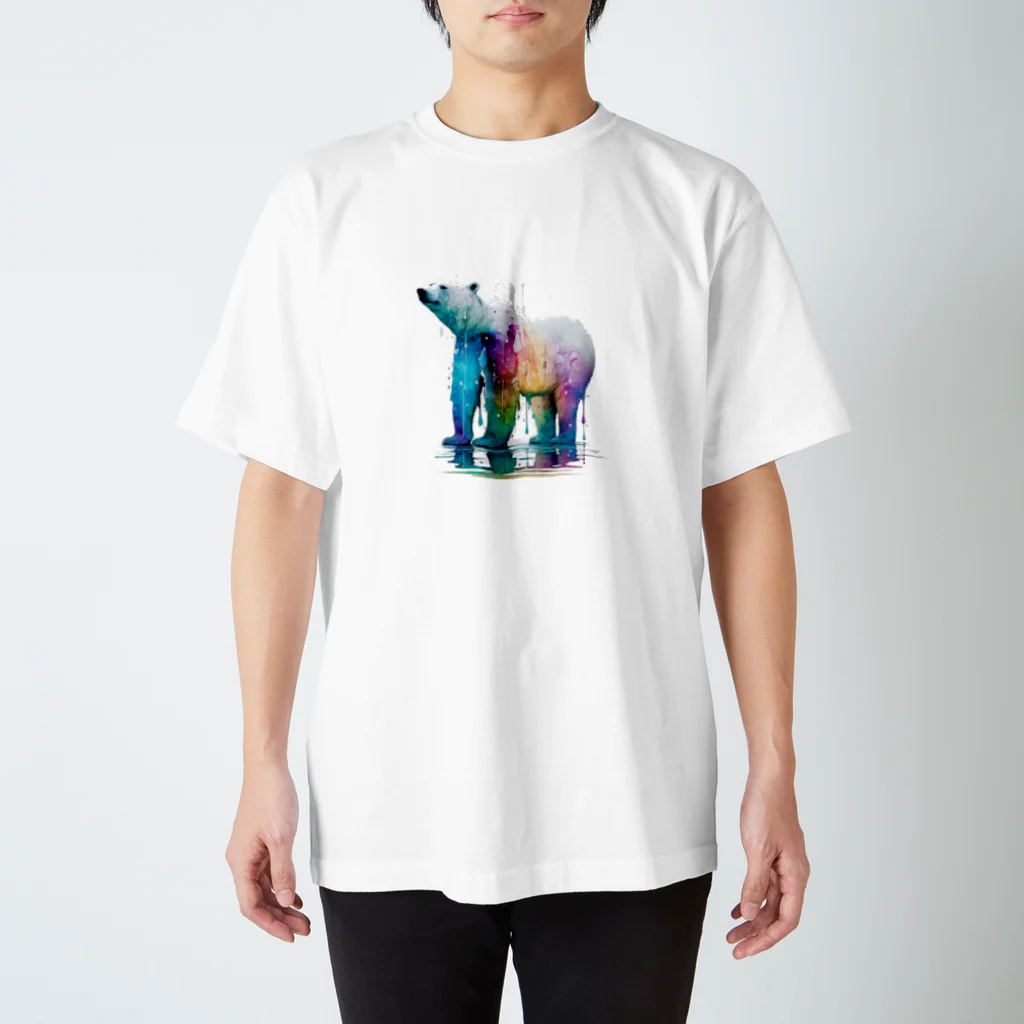 カラフルな動物図鑑のホッキョクグマ Regular Fit T-Shirt