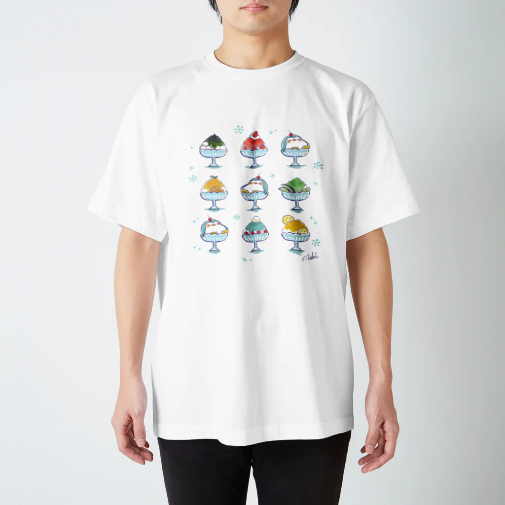 きゃらきゃらマキアートのペンギンかき氷 Regular Fit T-Shirt