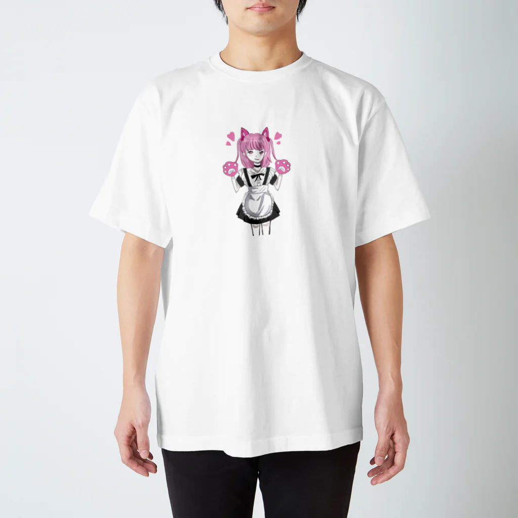 ﾆﾝﾆﾝのメイド服 猫 女の子 スタンダードTシャツ