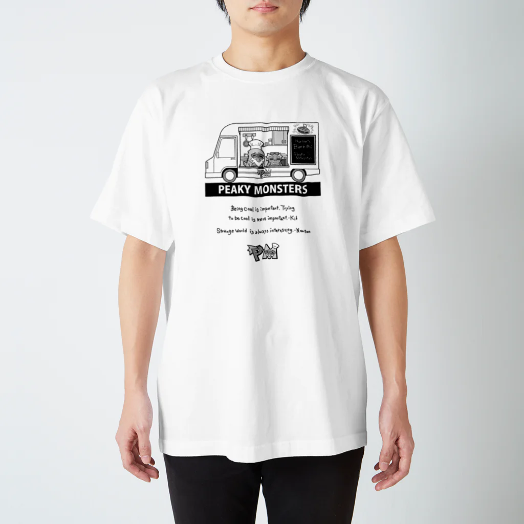 ピーキーモンスターズ【PeakyMonsters】ピキモングッズ公式ショップのピキモンカフェモノクロ(Tシャツ)キッチンカーシリーズ Regular Fit T-Shirt