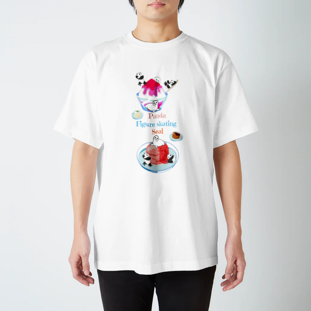 ちょらぷみの赤ちゃんアザラシとフィギュアスケートぱんだ　アイスのパンダ Regular Fit T-Shirt