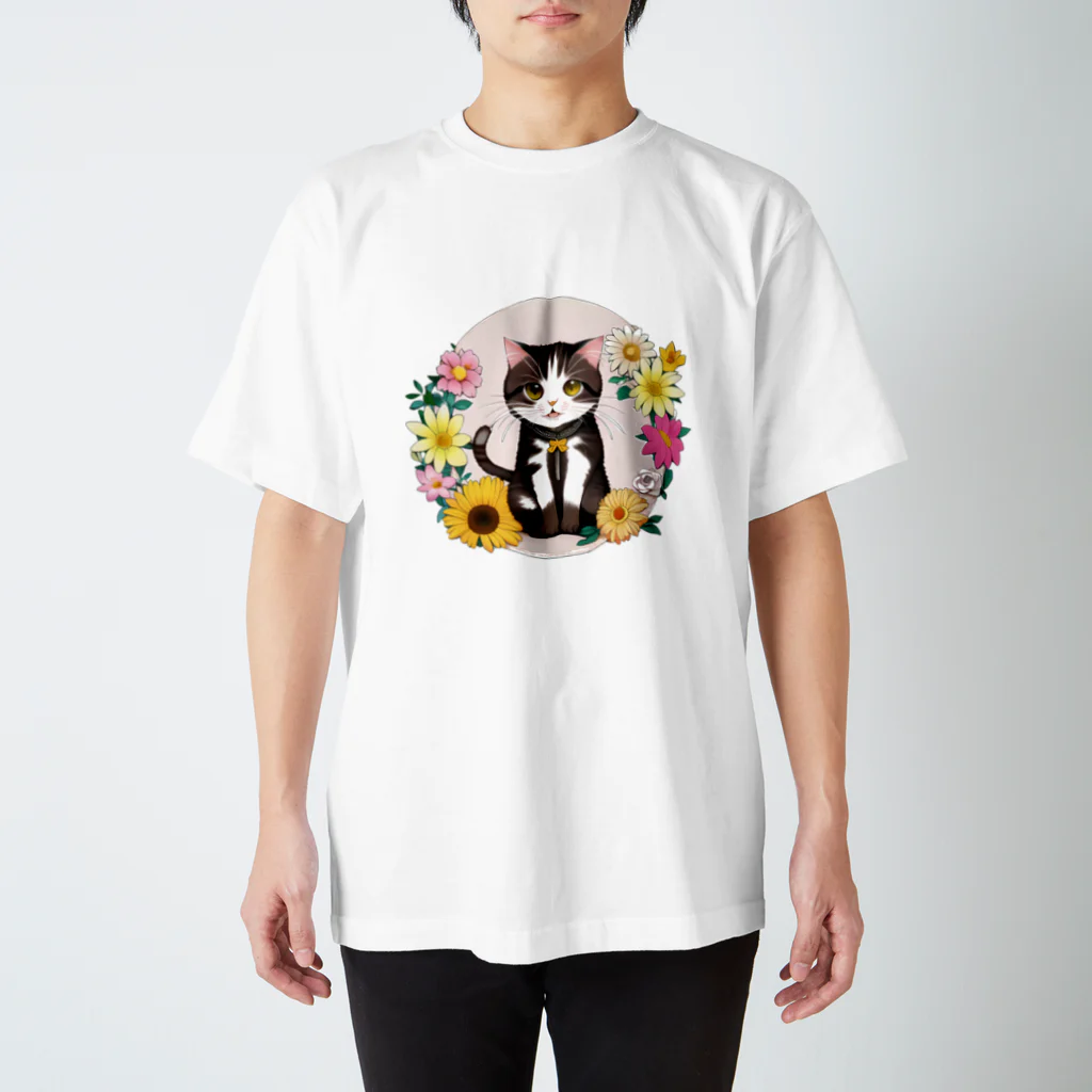 花猫の花猫ちゃん（茶） スタンダードTシャツ