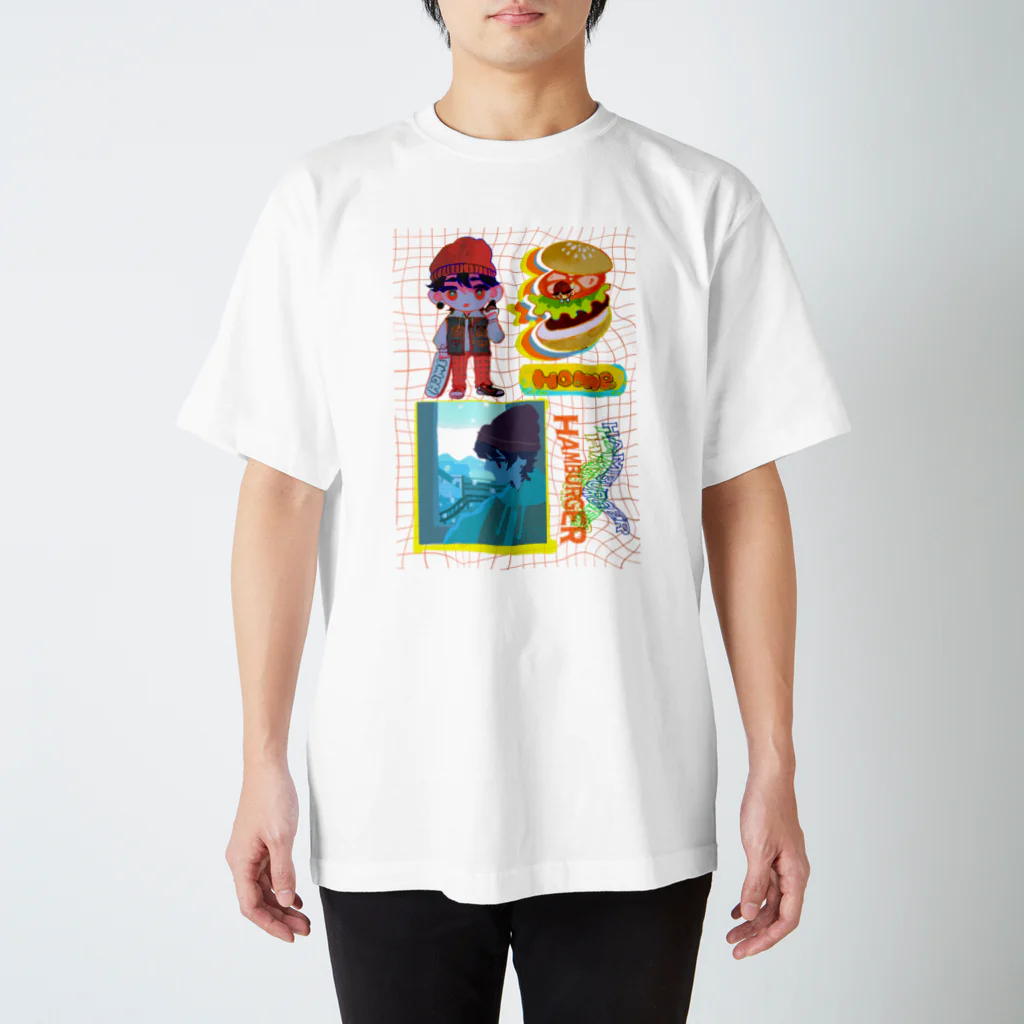 二歩のスケボーハンバーガー少年 スタンダードTシャツ