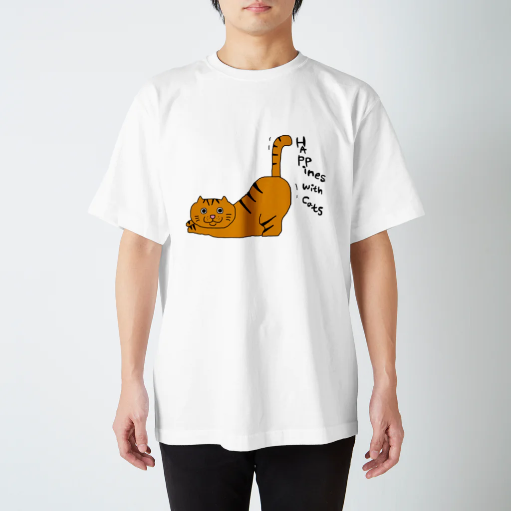 茶トラネコの茶トラねこおしりをあげる スタンダードTシャツ