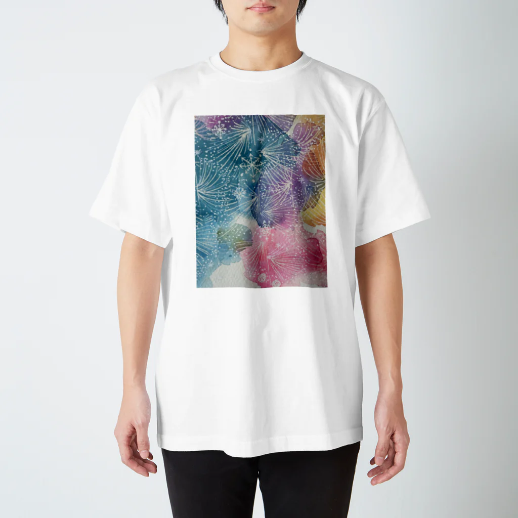 わんこわんこのキラキラ花 スタンダードTシャツ