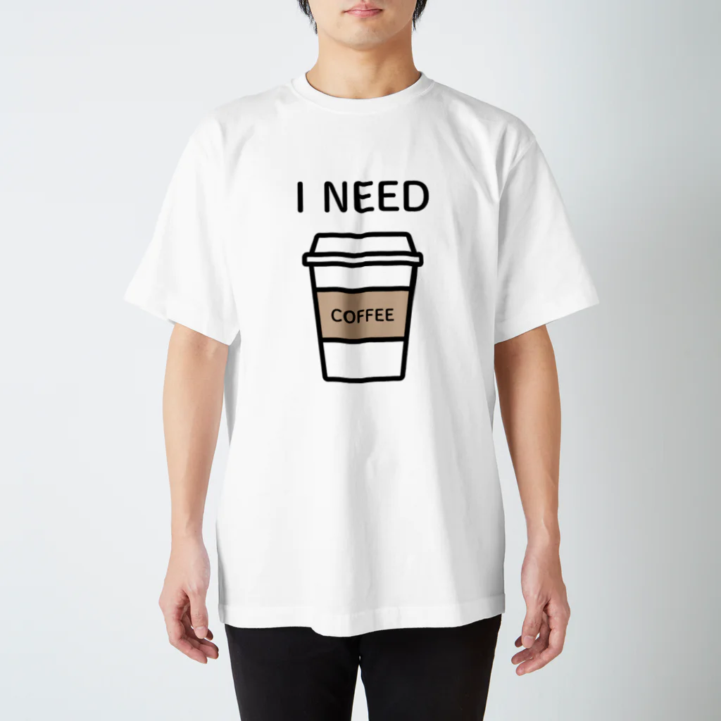 THIS IS NOT DESIGNのI NEED COFFEE Regular Fit T-Shirt