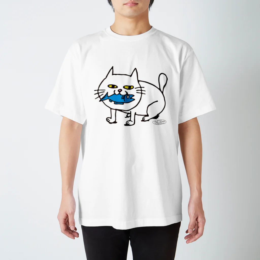 000megumi000のお魚くわえた猫 スタンダードTシャツ