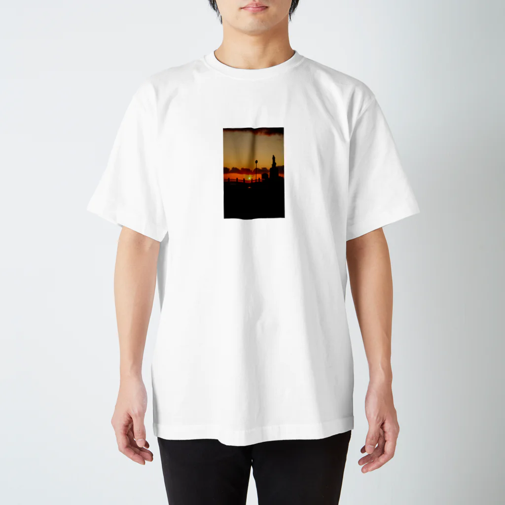 ノリちゃん公式夕陽グッズのノリちゃん撮影夕陽とほたて観音 Regular Fit T-Shirt