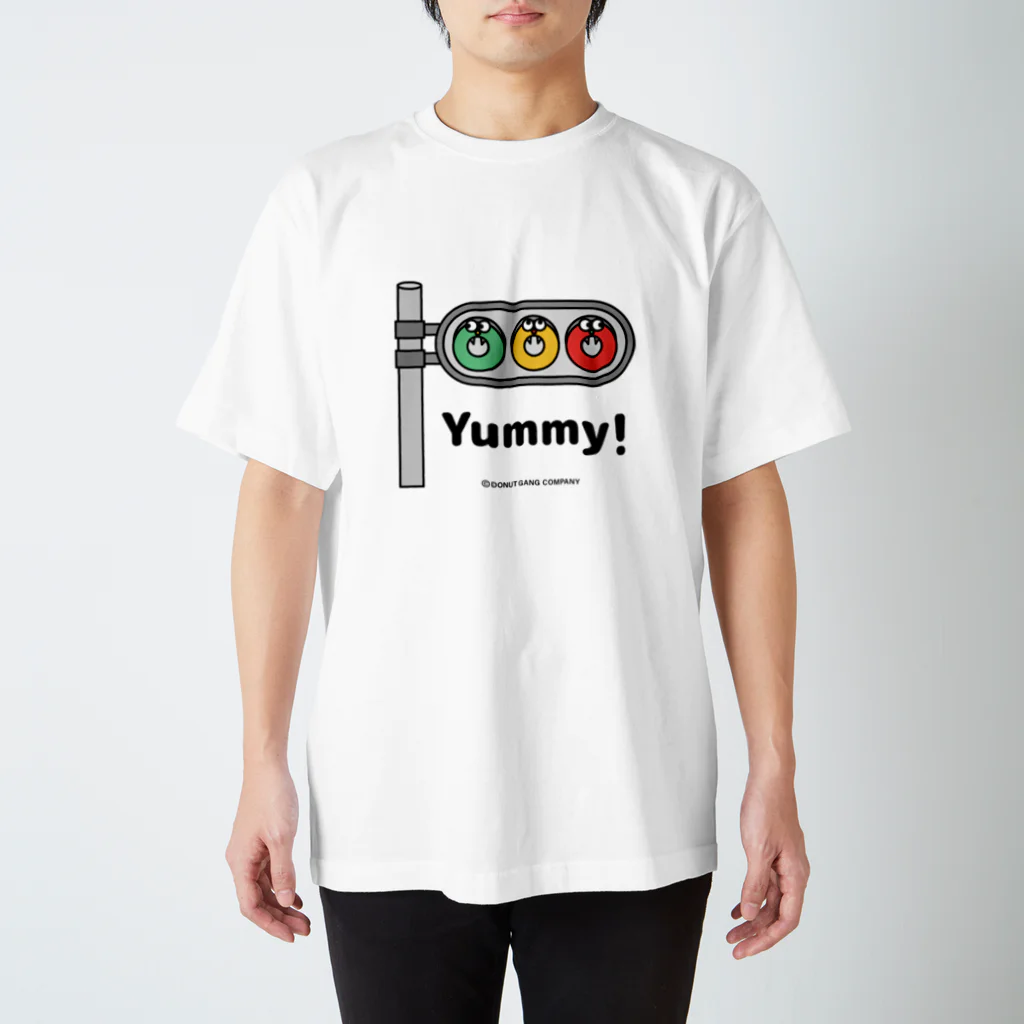 テモアシドーナツ（ドーナツギャング）のドーナツ信号機（黒ロゴ）  スタンダードTシャツ