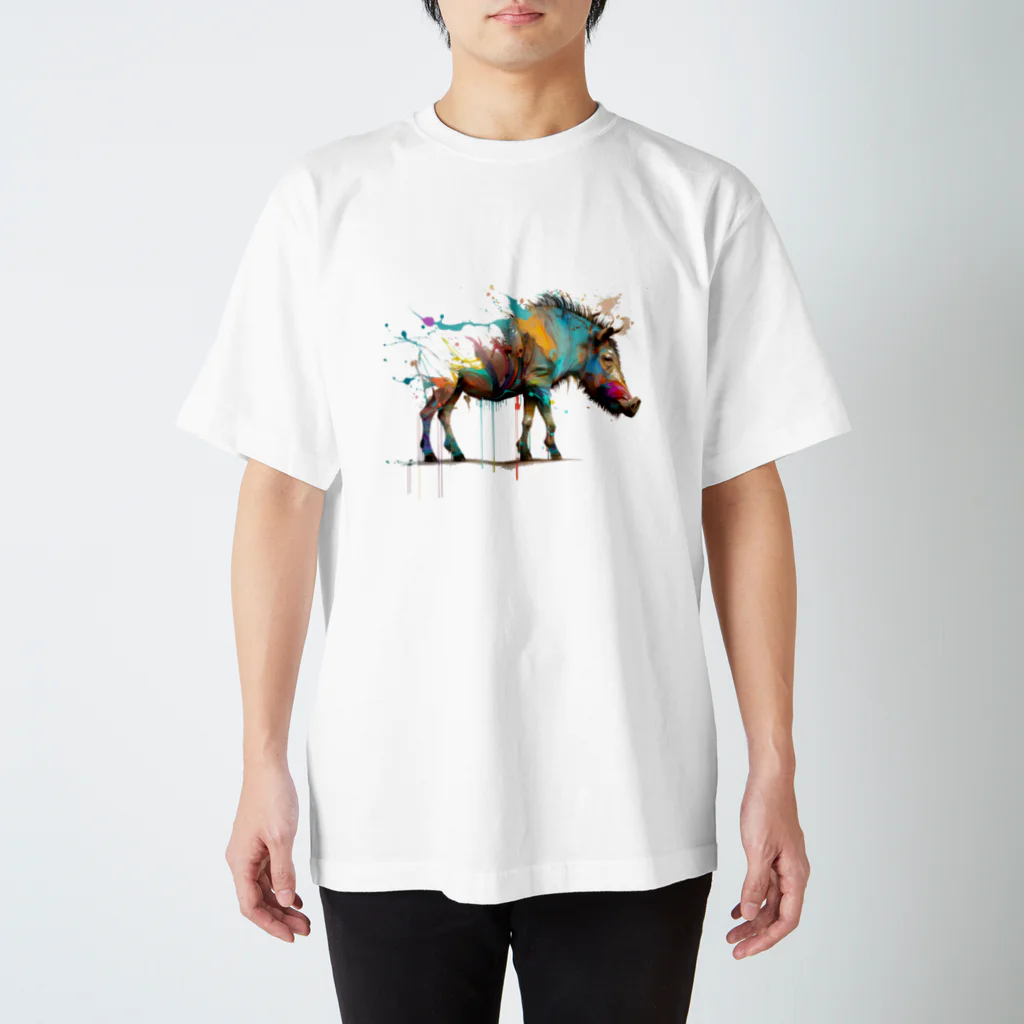 カラフルな動物図鑑のイボイノシシ スタンダードTシャツ