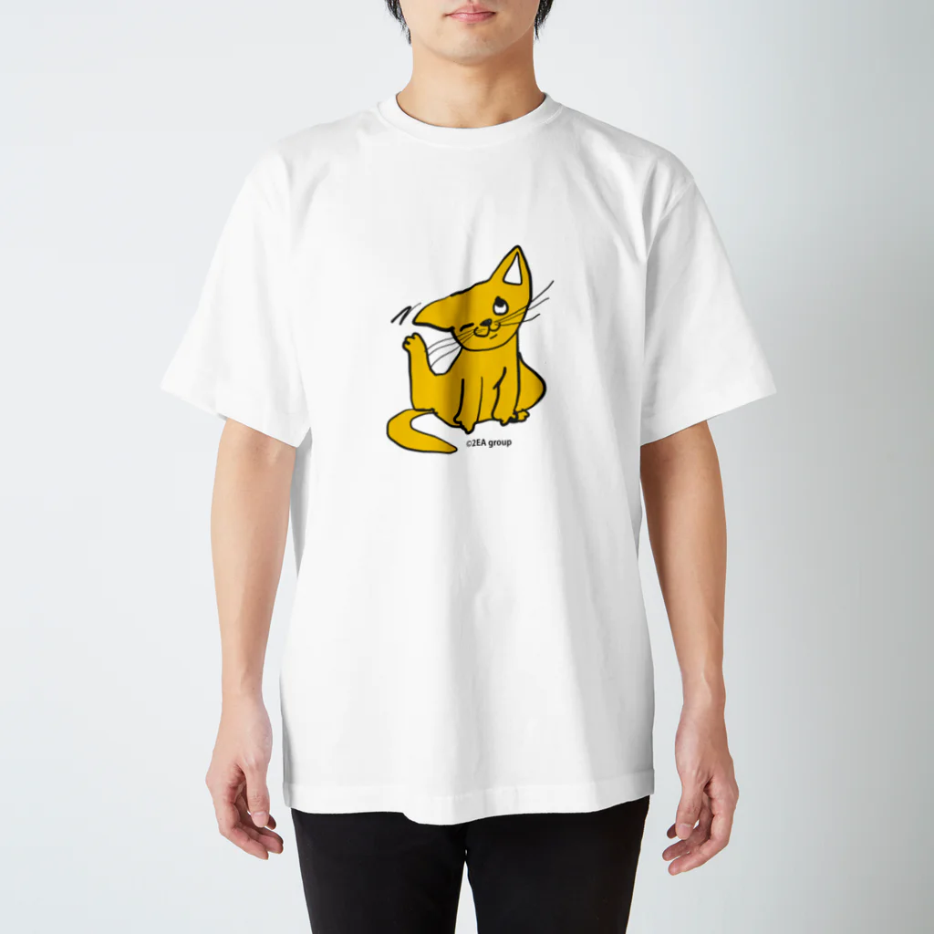 Official GOODS Shopのしあわせを呼ぶ，黄ニャーンコ スタンダードTシャツ