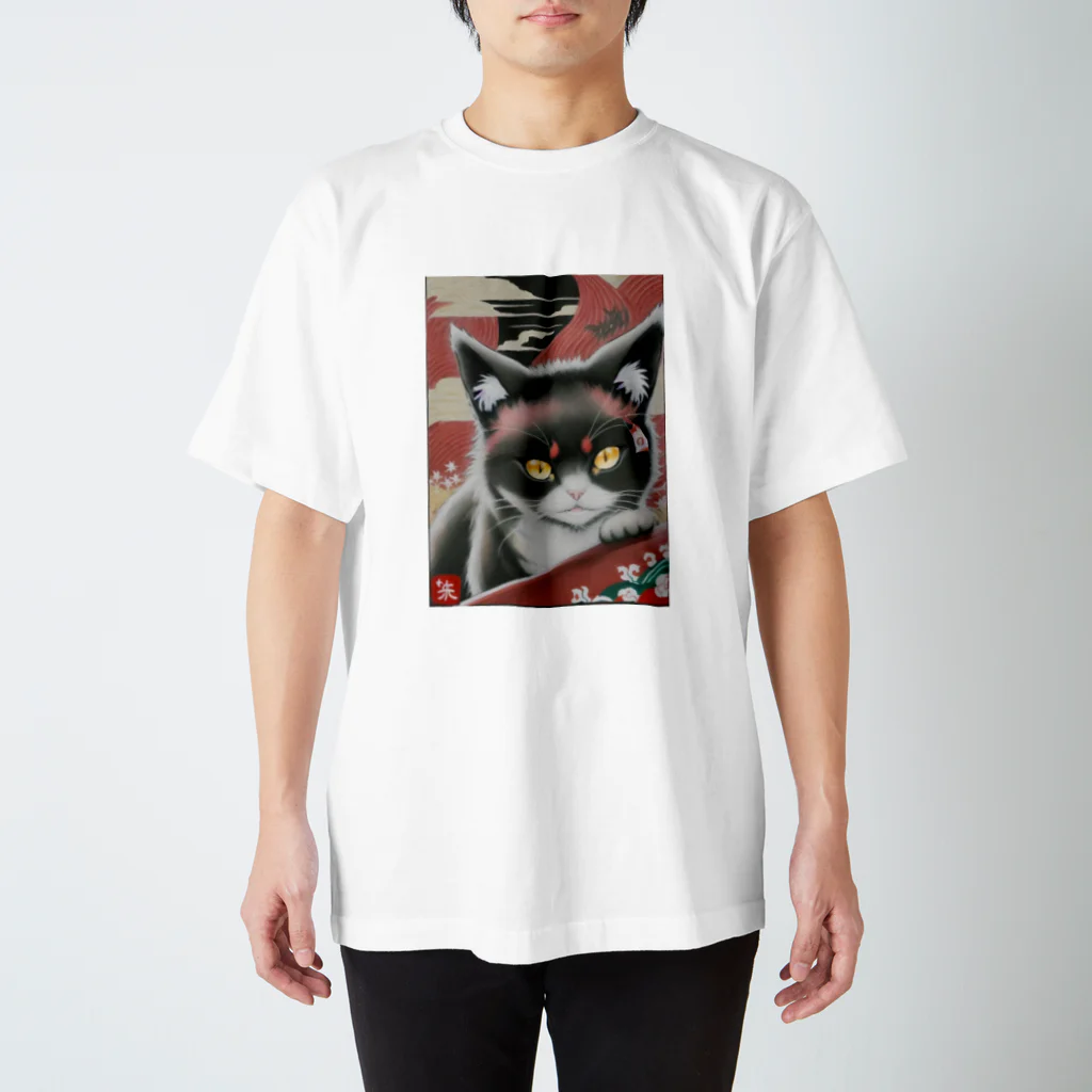 Red & Brack の花札猫(明) スタンダードTシャツ