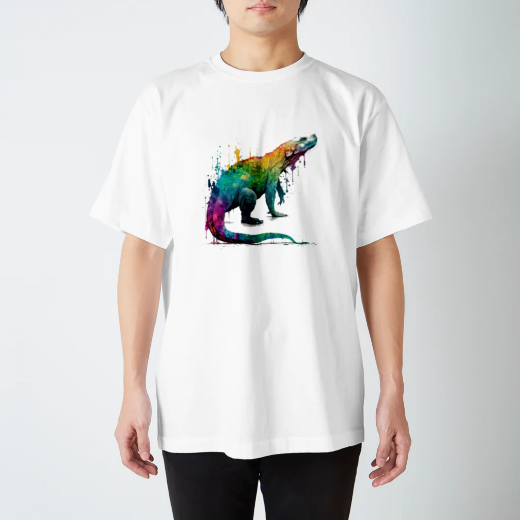 カラフルな動物図鑑のコモドオオトカゲ Regular Fit T-Shirt