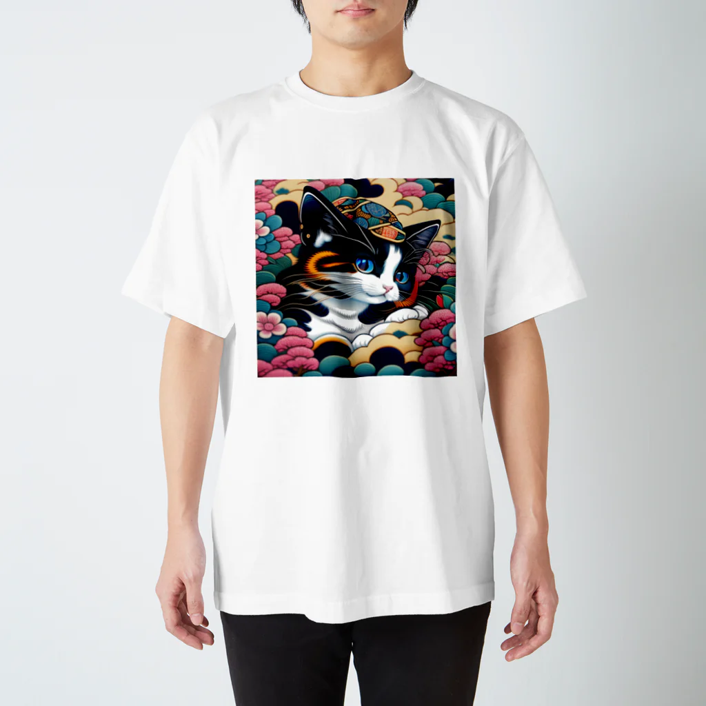 マッケンデジタルワールドの葛飾猫斎　猫名黒雪　浮世絵lofiアートパンクシティ　かわいいねこ Regular Fit T-Shirt