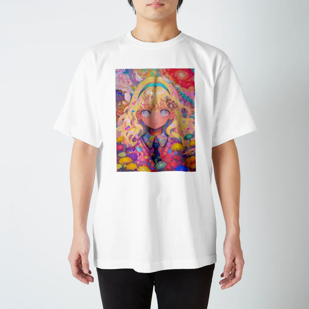 HimizuMenouの花に包まれた制服少女 スタンダードTシャツ