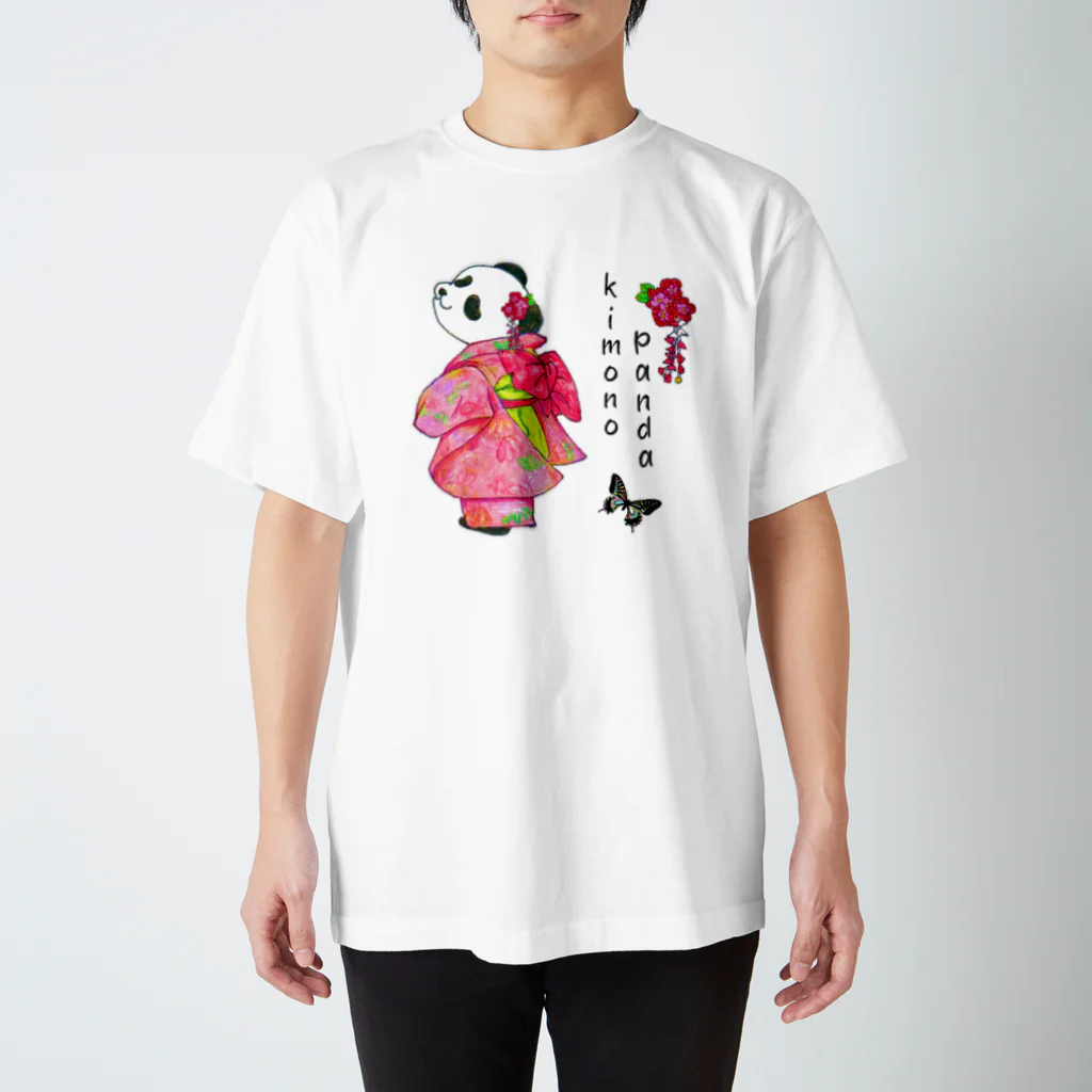 ちょらぷみの見返りぱんだ　着物パンダ　和服　和柄　振袖 スタンダードTシャツ