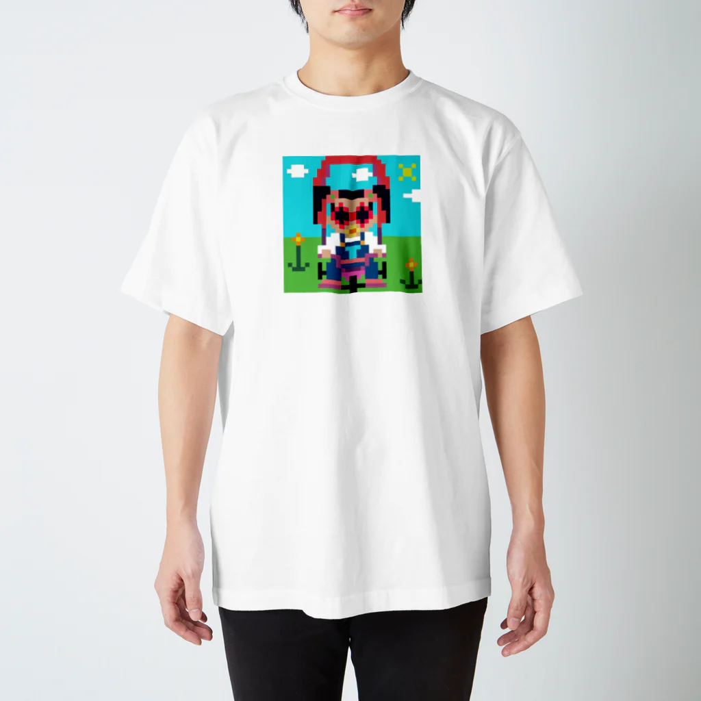 Ruru's worldの01ドット絵　ruruちゃん/三輪車でお散歩　 スタンダードTシャツ