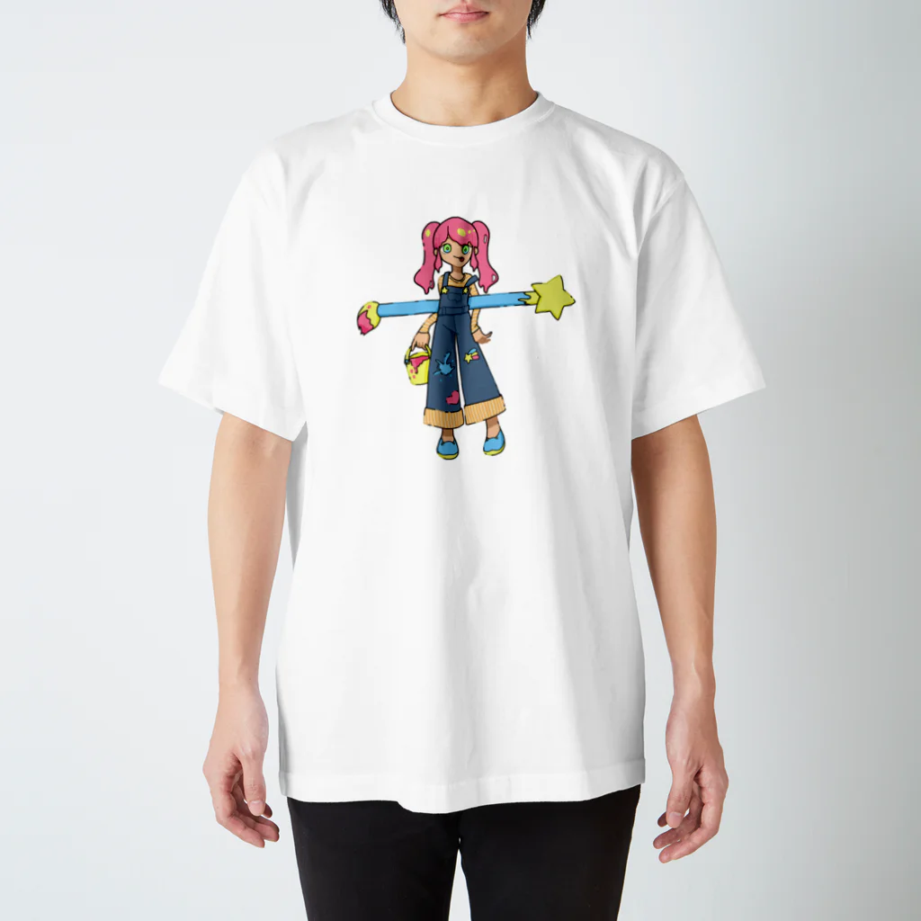 APPLAYFULのピンク絵の具な女の子 スタンダードTシャツ