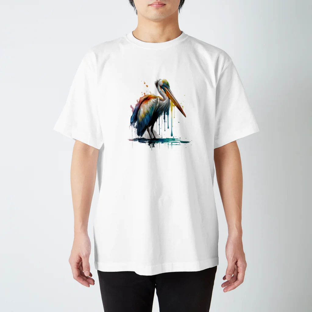 カラフルな動物図鑑のコシグロペリカン Regular Fit T-Shirt