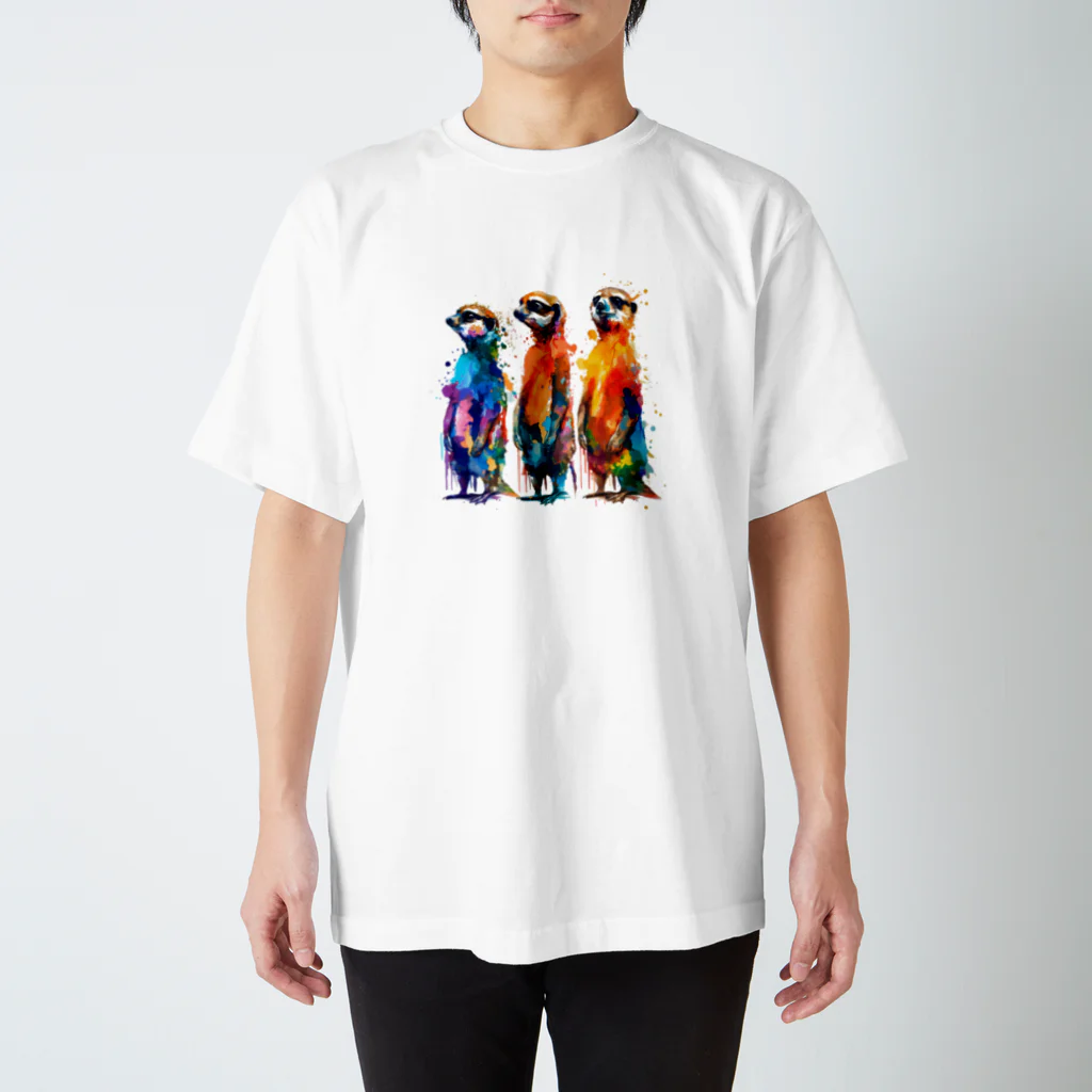カラフルな動物図鑑のミーアキャット Regular Fit T-Shirt