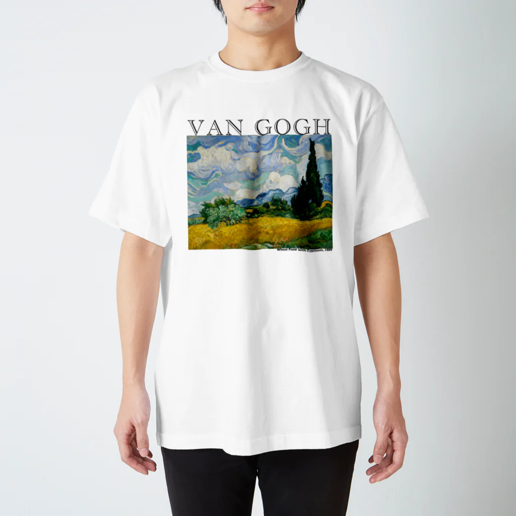 MUGEN ARTのゴッホ　糸杉のある麦畑　Wheat Field with Cypresses スタンダードTシャツ