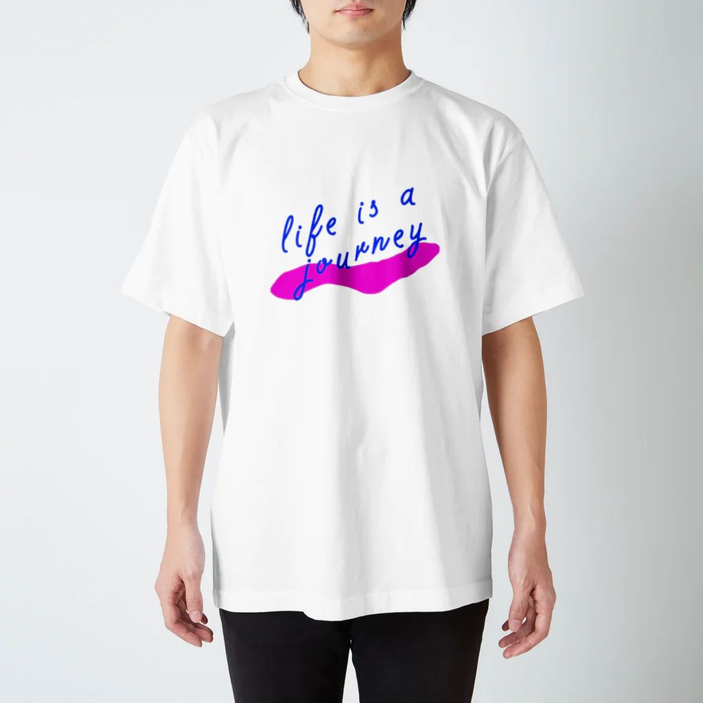 rihomiyakeの人生は旅だ　ピンク スタンダードTシャツ