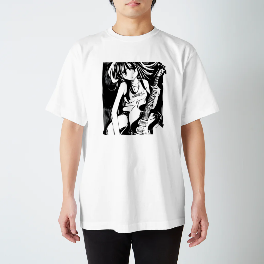 サトオのギター少女 guitar girl マンガイラスト風 スタンダードTシャツ