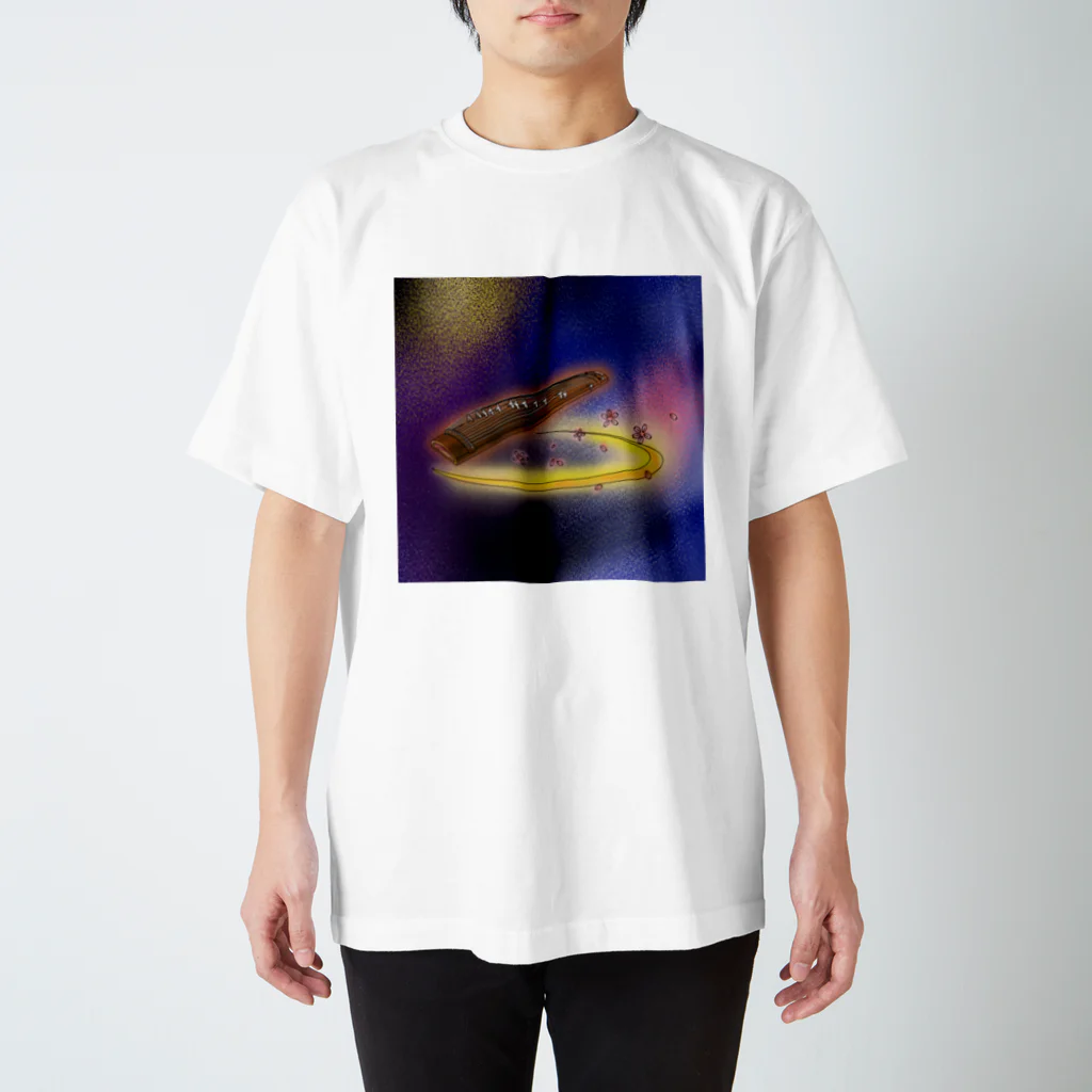 箏譜職人 織姫の箏と桜（箏譜「荒城の月」イメージ画像）正方形 Regular Fit T-Shirt