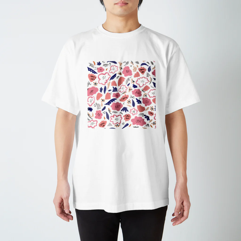 Katie（カチエ）の抽象的な手描きの花柄 Regular Fit T-Shirt