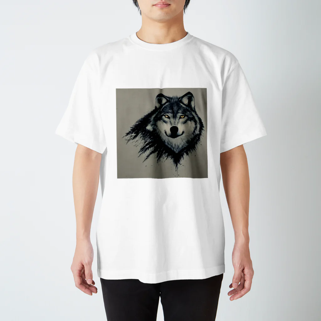 MIAU@AIイラストの凛々しいオオカミ Regular Fit T-Shirt