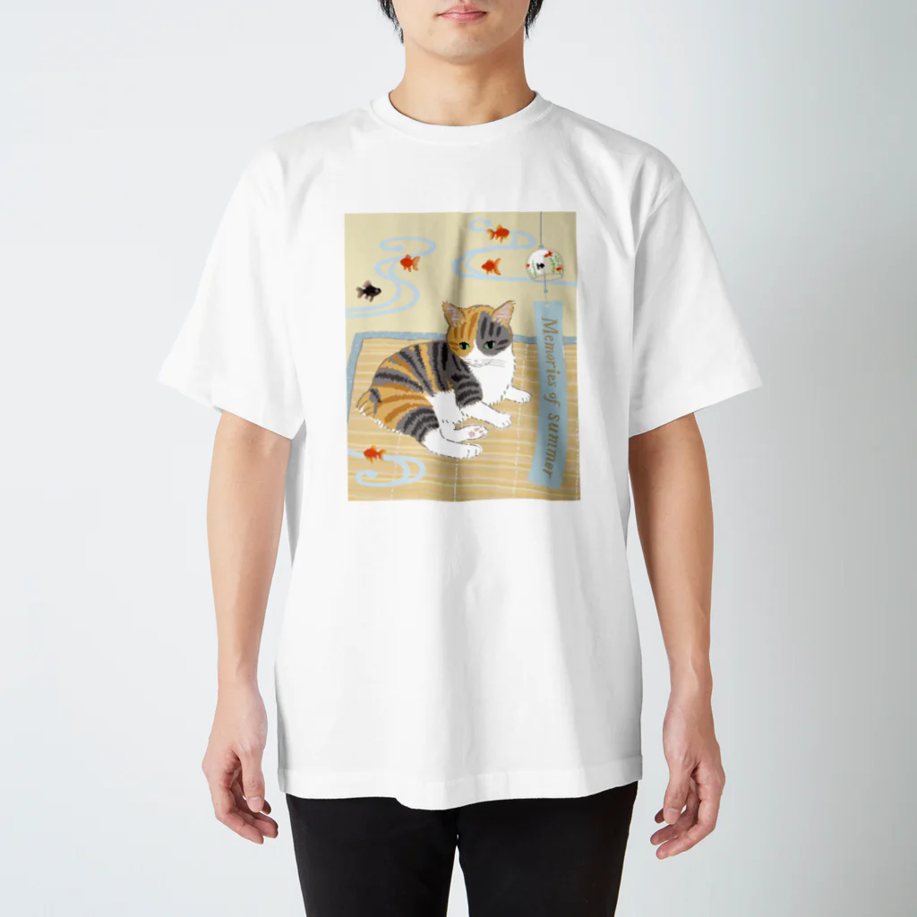 湊文の金魚と風鈴と猫 Regular Fit T-Shirt