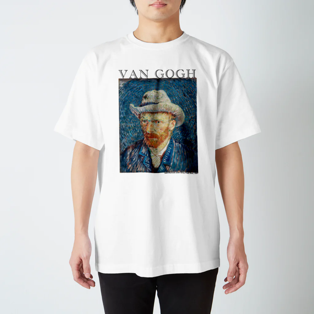 MUGEN ARTのゴッホ　灰色のフェルト帽の自画像　Vincent van Gogh  Regular Fit T-Shirt