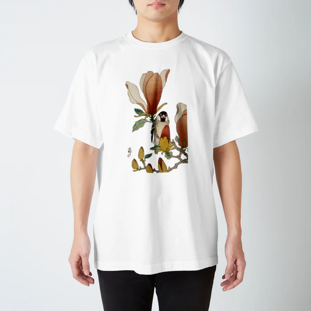 MUGEN ARTの小原古邨　木蓮に四十雀 Regular Fit T-Shirt