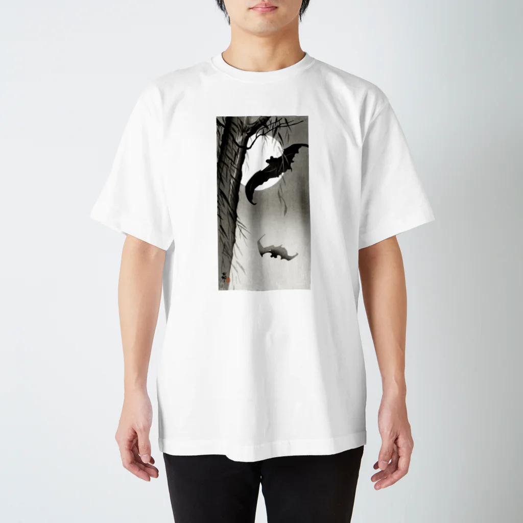 MUGEN ARTの小原古邨　月に蝙蝠（コウモリ）Ohara Koson / Bats under the full moon スタンダードTシャツ