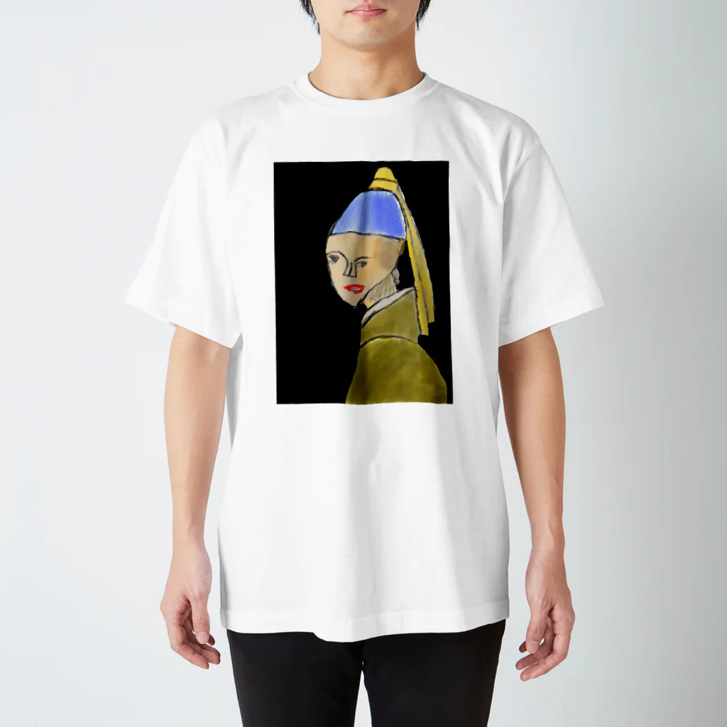 Genart0717のGirl with a pearl earring　フェルメールの真珠の耳飾りの少女 Regular Fit T-Shirt