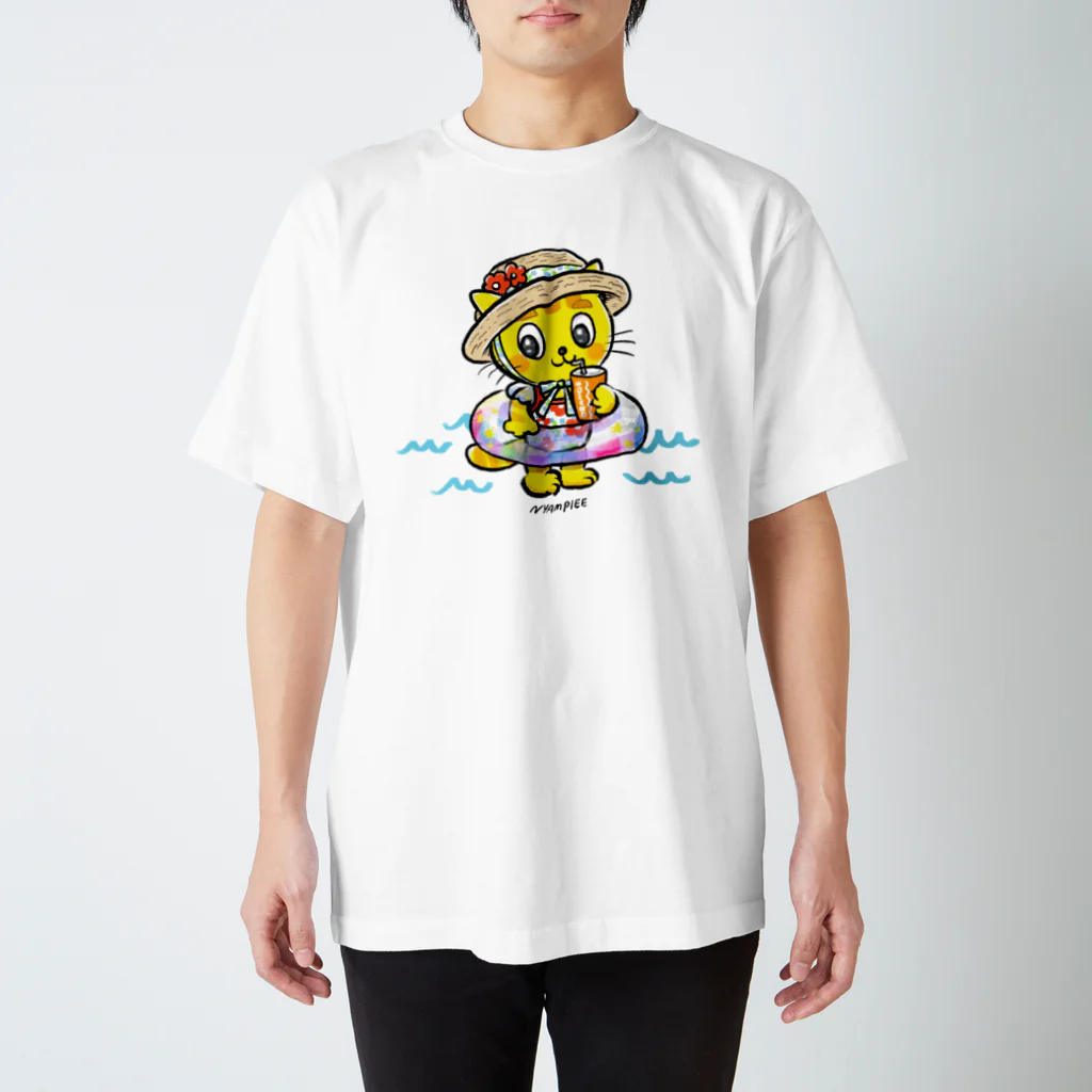 にゃんぴーの水着のにゃんぴー（浮き輪） スタンダードTシャツ