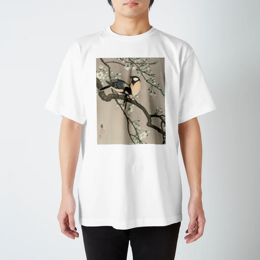 MUGEN ARTの小原古邨　桜の枝に四十雀 Ohara Koson 日本のアートTシャツ＆グッズ スタンダードTシャツ