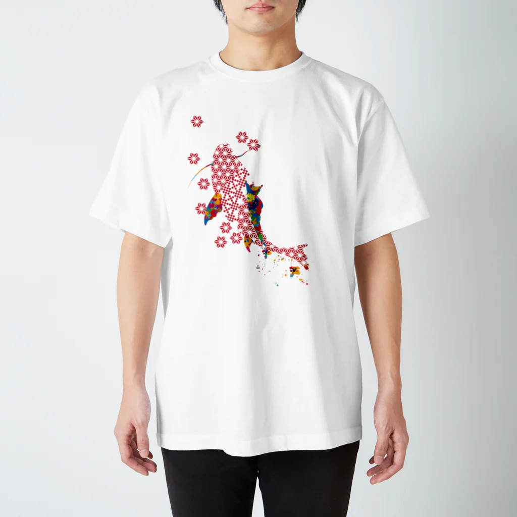 cuuyabowの鯉のぼり・和柄＆スプラッシュ / Red Regular Fit T-Shirt