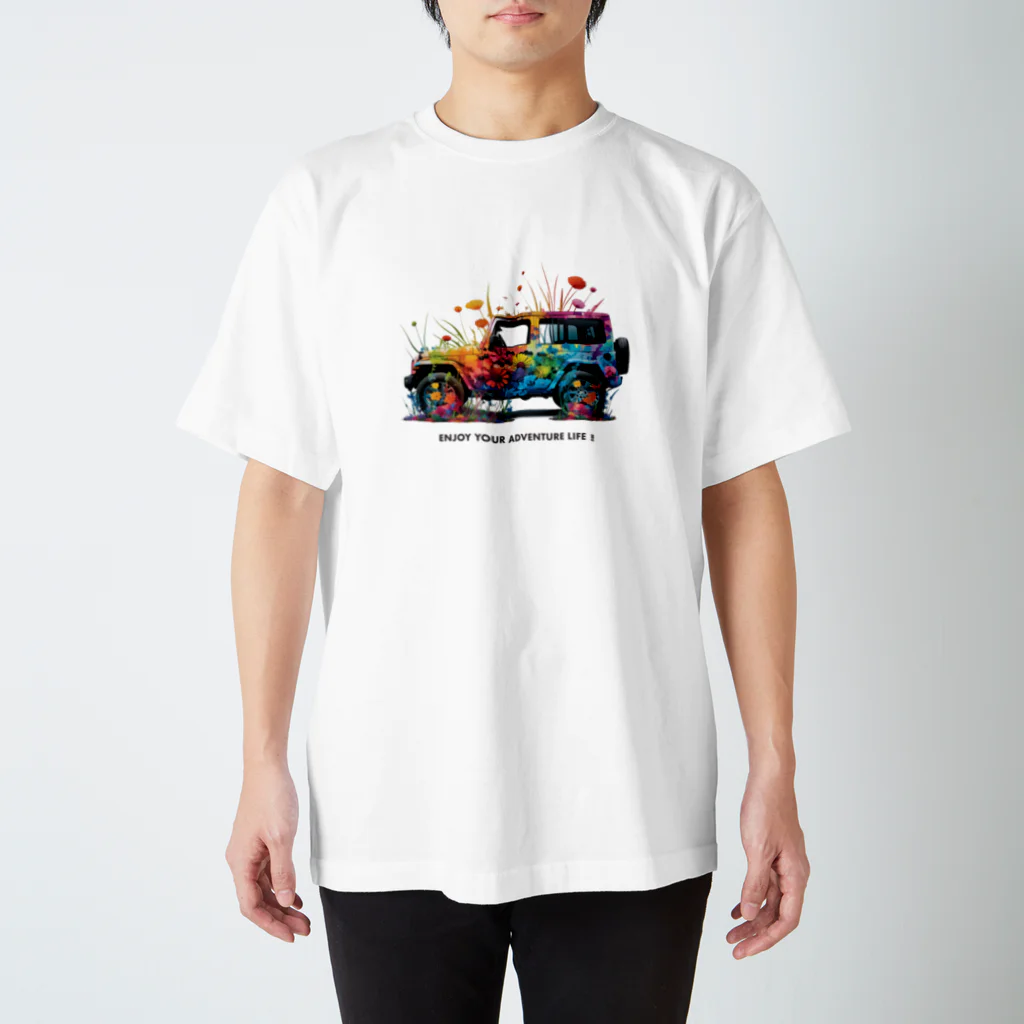 DOG  LOVERSのフラワーJEEP Regular Fit T-Shirt