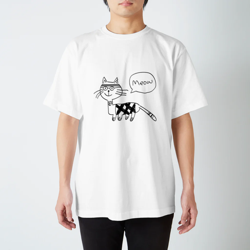 mi gatosのちぇっくねこ Regular Fit T-Shirt