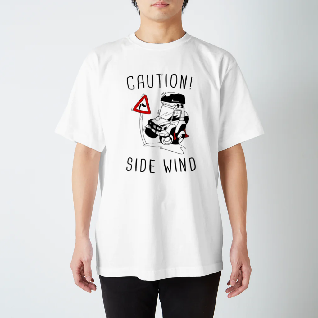 BoomBoomBleepのCAUTION! SIDE WIND Regular Fit T-Shirt