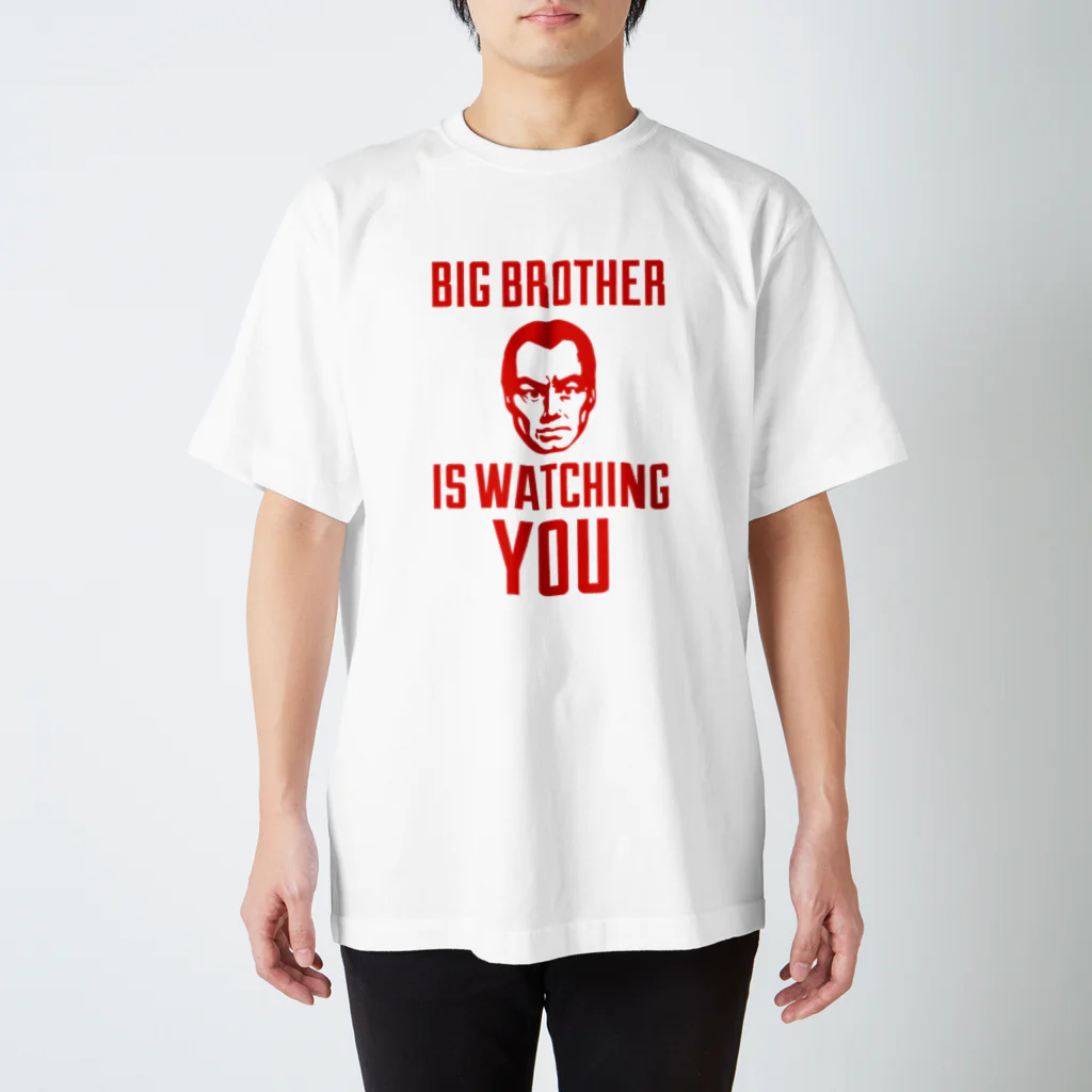 文豪館のBIG BROTHER IS WATCHING YOU：1984年（ジョージ・オーウェル）より・文字赤 スタンダードTシャツ