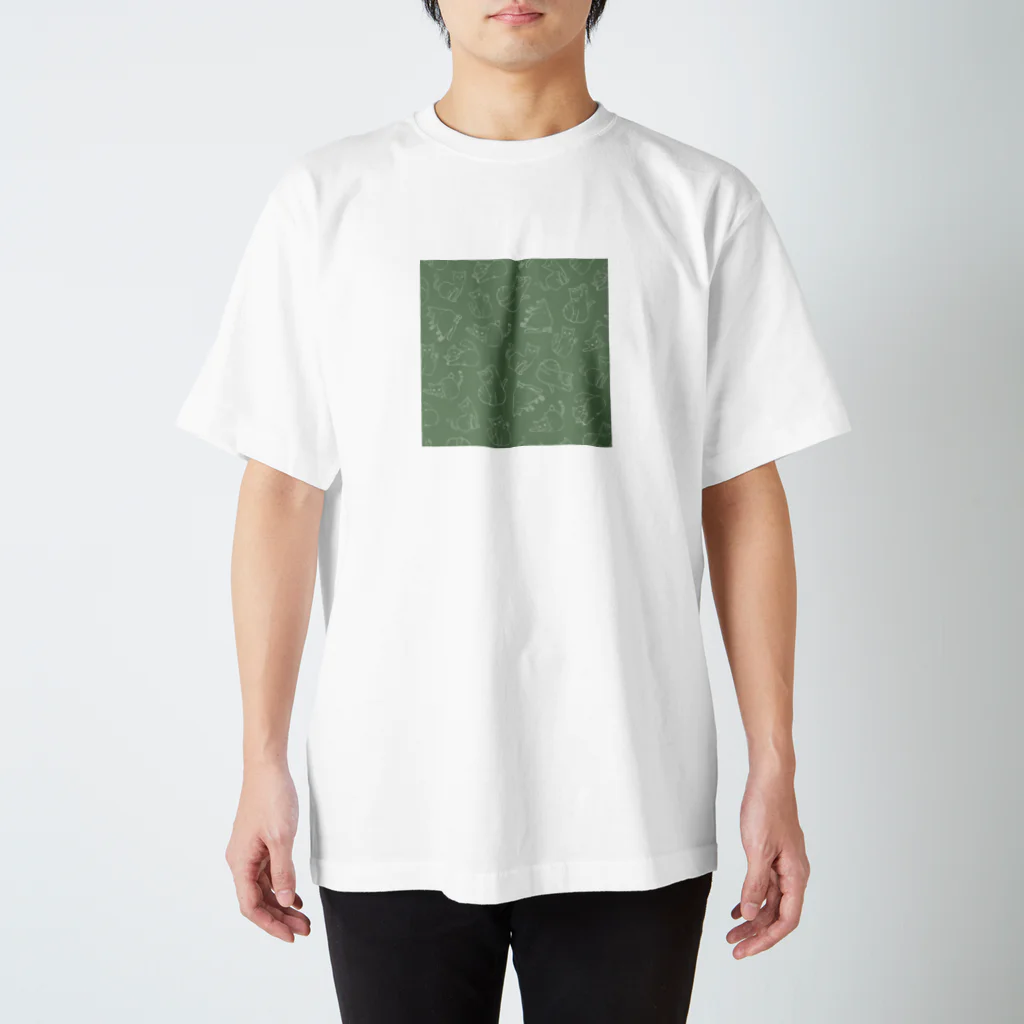 林なのはなの猫柄　緑 スタンダードTシャツ