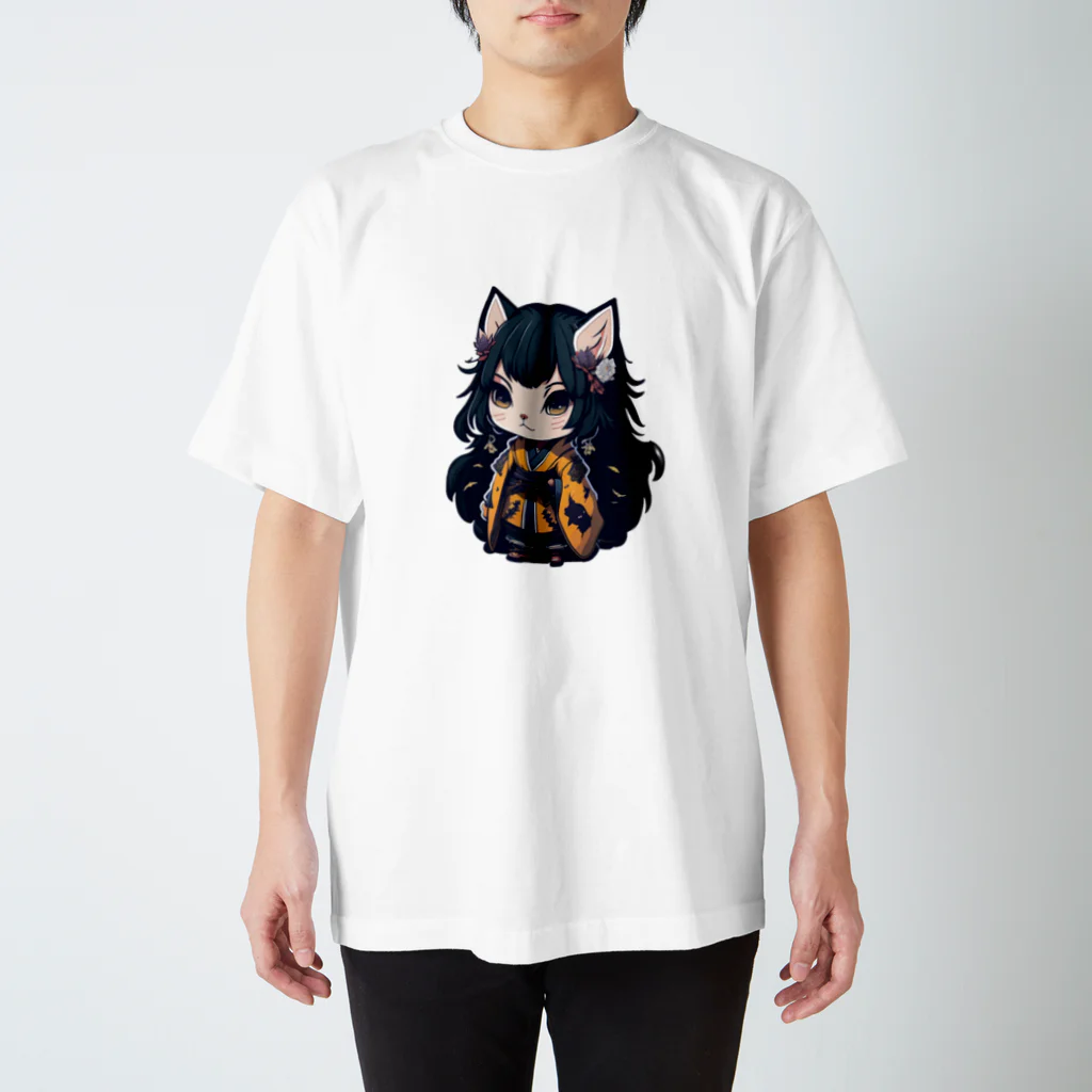 不思議な動物たちの村の霧使い 化け猫シズク スタンダードTシャツ