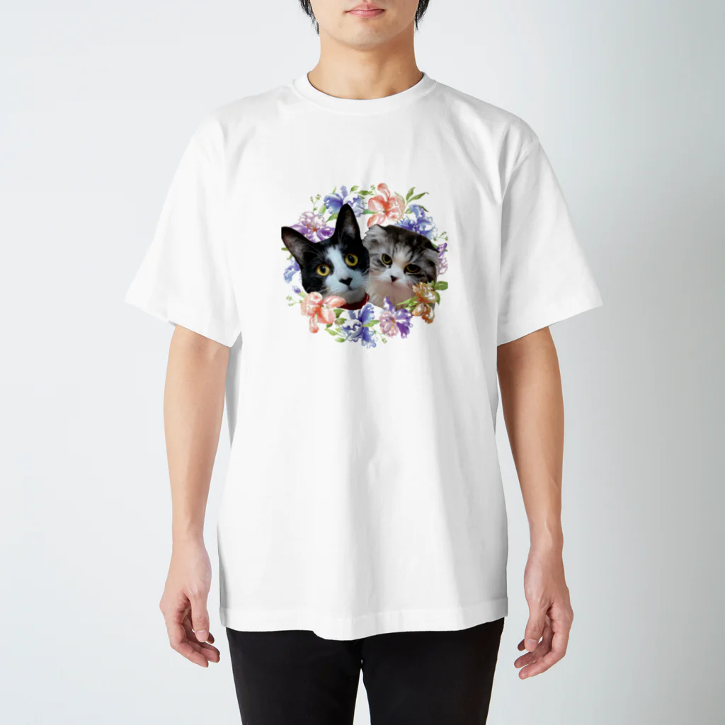 ゆきリンアート【保護猫活動 支援】のゆきリン花輪 スタンダードTシャツ