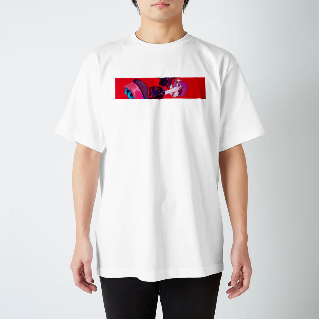 つづつのLaLa_rr Red line Regular Fit T-Shirt