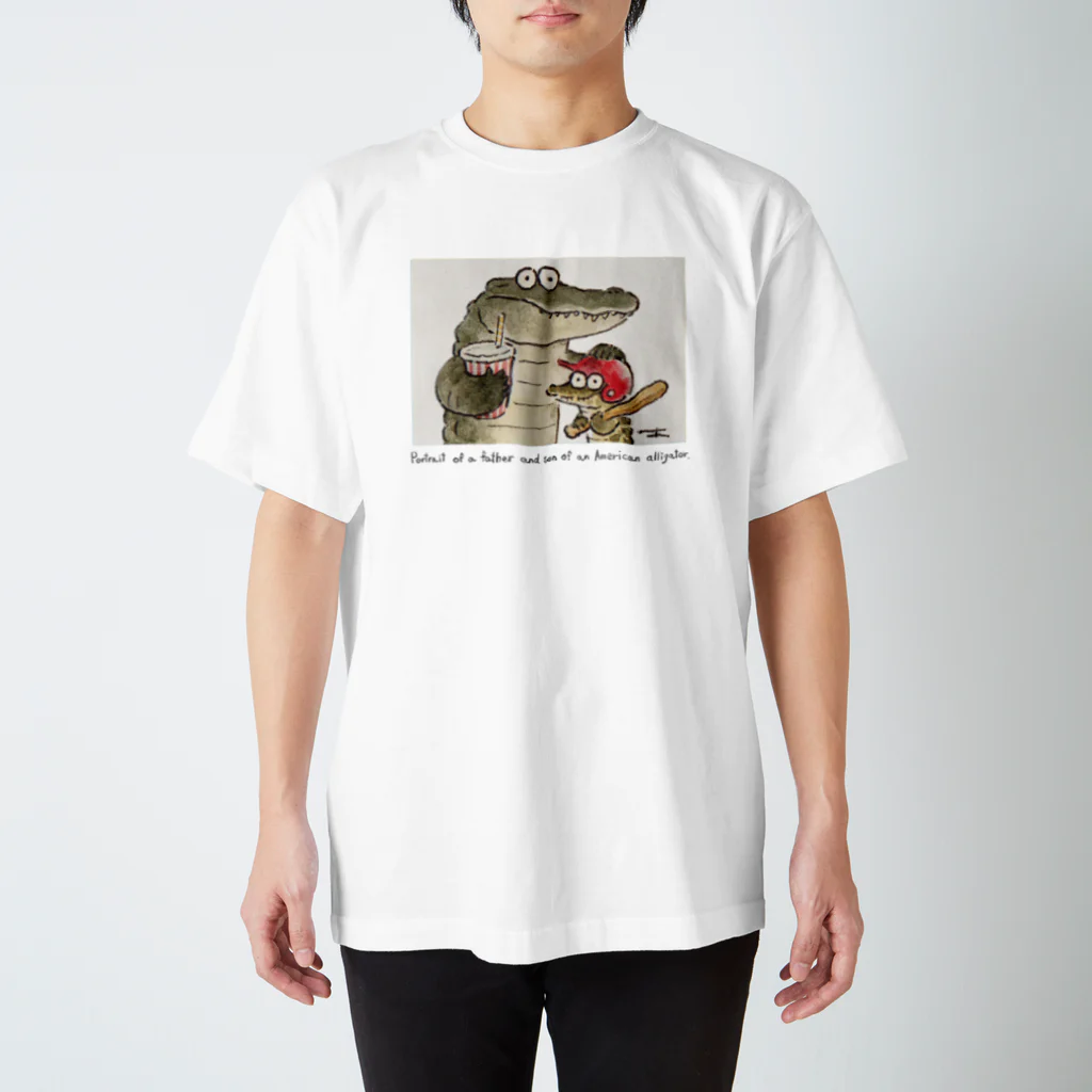 あめみやのとあるアメリカアリゲーターの親子の肖像画 Regular Fit T-Shirt
