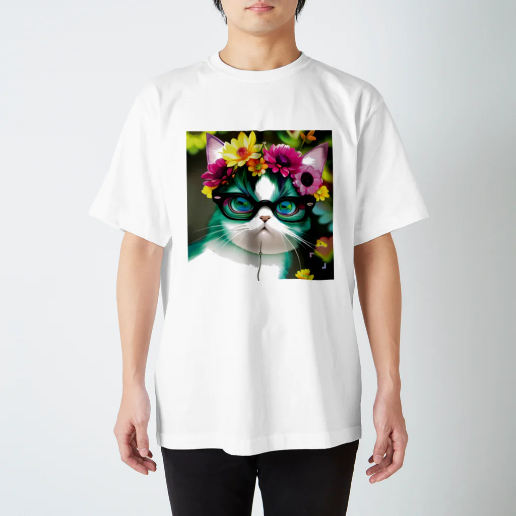 Connect Art SUZURI STOREのConnect Art 002 Cat Regular Fit T-Shirt