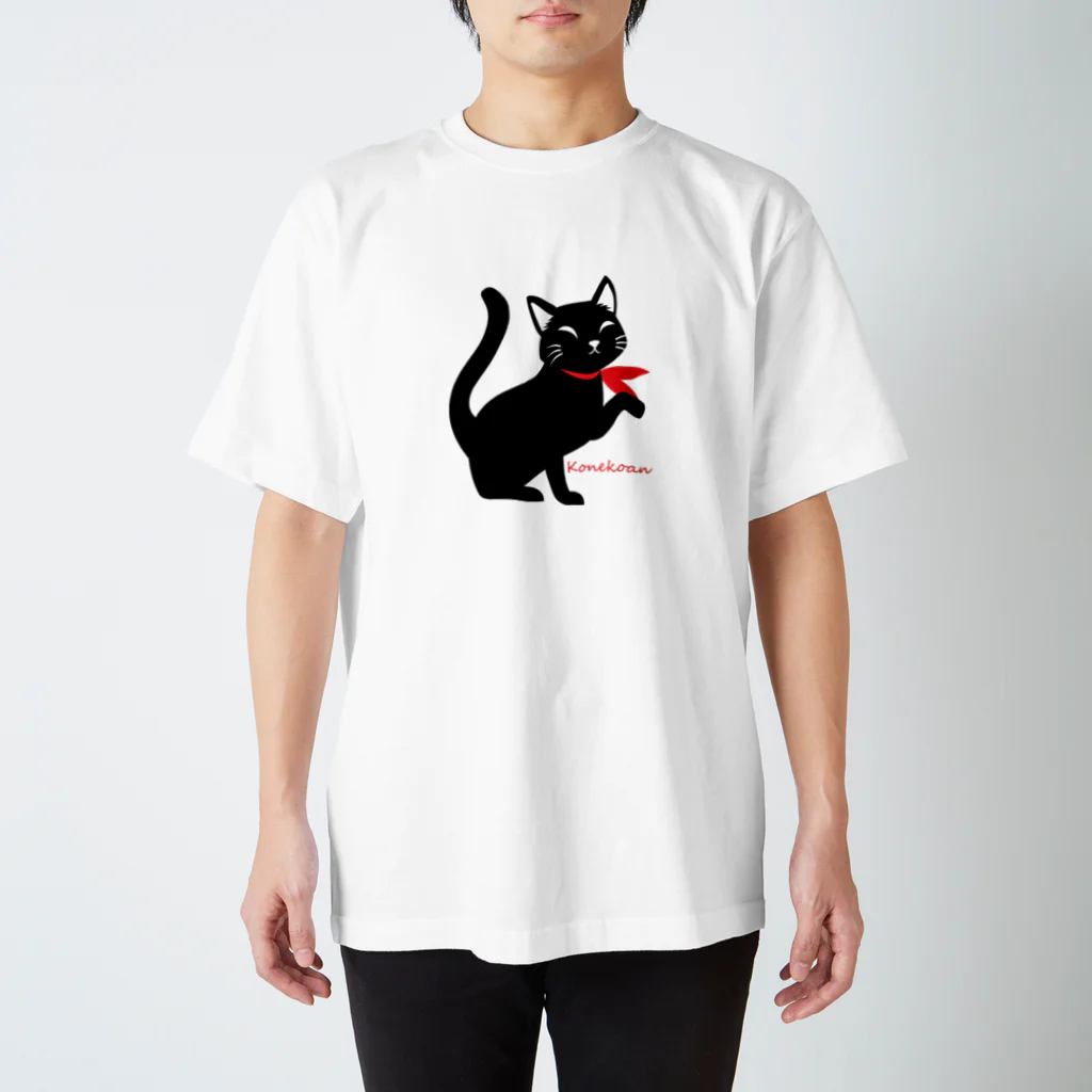 鼓猫庵商店【公式】の手招き黒猫リュック スタンダードTシャツ