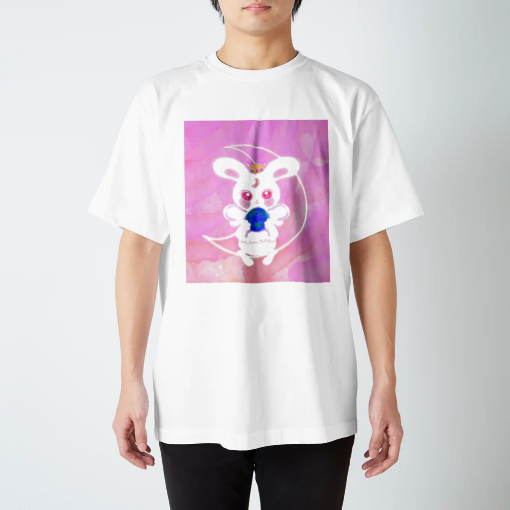 ちゃすみんwith Dragon&AngelのホワイトRabbit Angel(シンメトリーeyes) スタンダードTシャツ